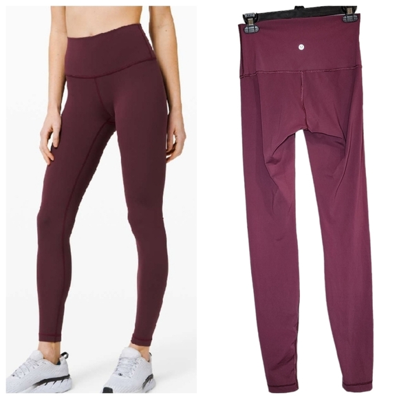 Lululemon wunder under 31" maroon leggings.  Women's size 6. Retired - Picture 1 of 16